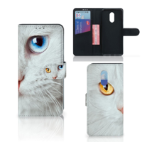 OnePlus 7 Telefoonhoesje met Pasjes Witte Kat - thumbnail