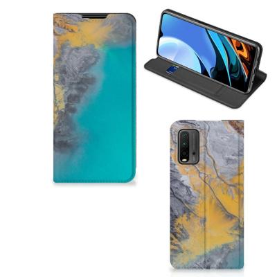 Xiaomi Poco M3 | Redmi 9T | Standcase | Marble Blue Gold
