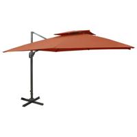 VidaXL Zweefparasol met dubbel dak 300x300 cm terracottakleurig - thumbnail