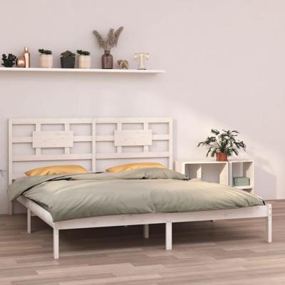 Bedframe massief hout wit 200x200 cm