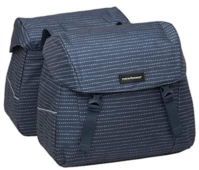 Newlooxs Joli double fietstas - waterafstotend, reflecterend, nomi print, zwart/blauw/groen