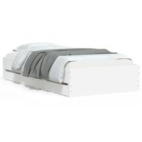 Bedframe met lades bewerkt hout wit 90x190 cm - thumbnail