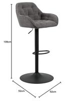 Bendt Draaibare Barkruk 'Loren' Bouclé, kleur Antraciet (zithoogte 63-84cm) - thumbnail