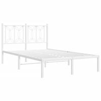 Bedframe met hoofdbord metaal wit 120x190 cm - thumbnail