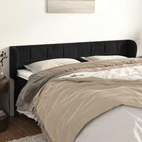 Hoofdbord met randen 163x23x78/88 cm fluweel zwart - thumbnail