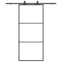 Schuifdeur met beslagset 90x205 cm ESG glas zwart - thumbnail