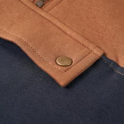 Kindersweater met capuchon halve rits 92 antraciet- en cognackleurig Kindersweater met capuchon halve rits 92 antraciet- en cognackleurig