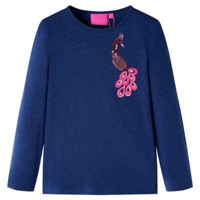 Kindershirt met lange mouwen pauw 128 marineblauw Kindershirt met lange mouwen pauw 128 marineblauw