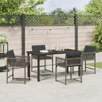 5-delige Tuinset met Kussens Grijs Poly Rattan - thumbnail