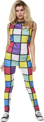 80's Disco Rubiks Cube Jumpsuit Dames
