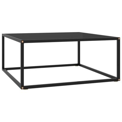 Salontafel met zwart glas 80x80x35 cm zwart