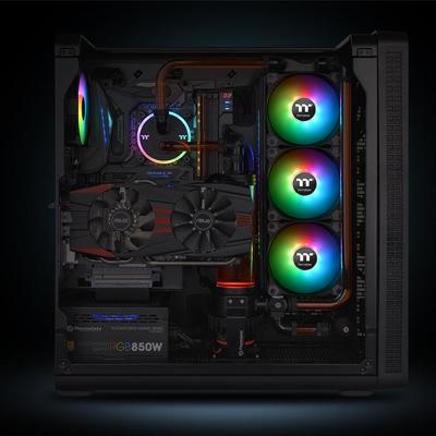 Thermaltake 3x Pure 14 ARGB Sync PC-ventilator Zwart, RGB (b x h x d) 140 x 140 x 25 mm Incl. LED-verlichting Thermaltake 3x Pure 14 ARGB Sync PC-ventilator Zwart, RGB (b x h x d) 140 x 140 x 25 mm Incl. LED-verlichting
