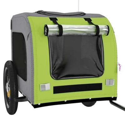 VidaXL Hondenfietstrailer oxford stof en ijzer groen en grijs VidaXL Hondenfietstrailer oxford stof en ijzer groen en grijs