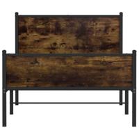 Bedframe hoofd- en voeteneinde metaal gerookt eiken 100x200 cm - thumbnail