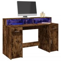 Bureau met LED-verlichting 140x55x91 cm hout gerookt eikenkleur - thumbnail