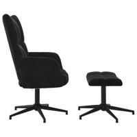 Relaxstoel met voetenbank fluweel zwart - thumbnail