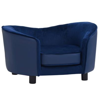 VidaXL Hondenbank 69x49x40 cm pluche en kunstleer blauw