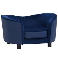VidaXL Hondenbank 69x49x40 cm pluche en kunstleer blauw - thumbnail
