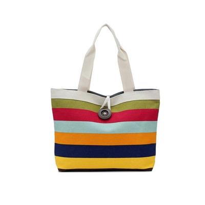 3 STKS kleur canvas Stripe contrast kleur schoudertas casual trend grote capaciteit handtas groen boodschappentas (donkergrijs)