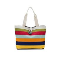 3 STKS kleur canvas Stripe contrast kleur schoudertas casual trend grote capaciteit handtas groen boodschappentas (donkergrijs) - thumbnail