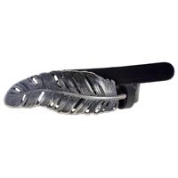 Elvy Belt Riem Feather Old Silver Zwart 85 cm - thumbnail