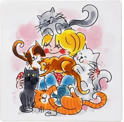 Blond Amsterdam tegeltje aardewerk cat 13x13cm multi