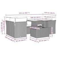 7-delige Loungeset met kussens poly rattan beige - thumbnail