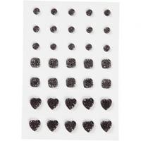Vivi Gade Strasstenen, rond, vierkant, hart, afm 6+8+10 mm, zwart, 35 stuk/ 1 doos - thumbnail