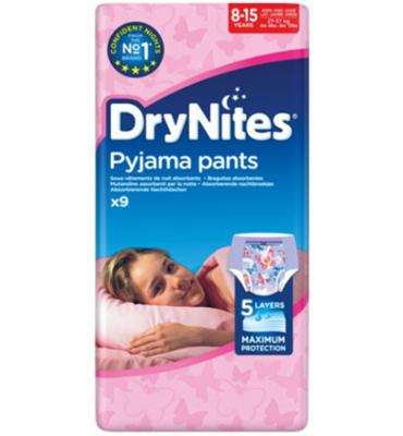 Drynites girl 8-13 jaar 9 Stuks