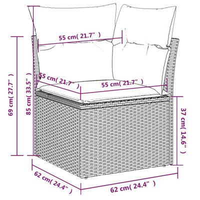 6-delige Loungeset met kussens poly rattan bruin - thumbnail