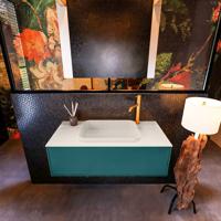 Badkamermeubelset Mondiaz Erin 100 cm met 1 Lade met RIDGE Wastafel Midden Linen met 1 kraangat Greeploos Mat Smag - thumbnail