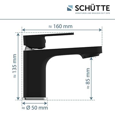 MADASGASKAR ééngreepsmengkraan wastafel, chroom/mat zwart keramische schrijven geluidsarme, verwisselbare 35 mm cartouche flexibele metalen aansluitslangen volgens DVGW/KTW-A push-pop-up afvo - thumbnail