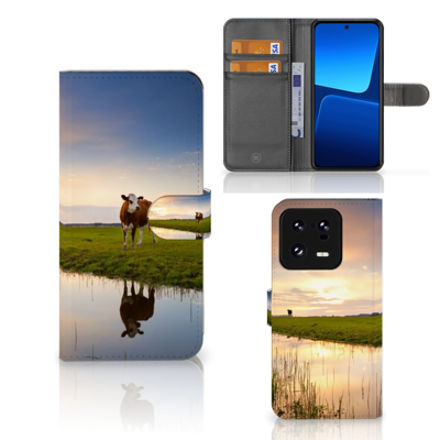Xiaomi 13 Pro | Telefoonhoesje | Met pasjeshouder | Koe Xiaomi 13 Pro | Telefoonhoesje | Met pasjeshouder | Koe