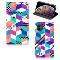 Apple iPhone 11 Stand Case Blokken Kleurrijk - thumbnail