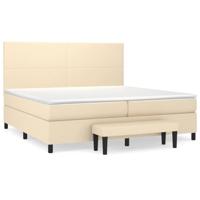 Boxspring met matras stof crèmekleurig 200x200 cm - thumbnail