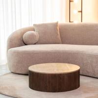 LABEL51 Ronde Salontafel 'Ribble' Travertin en hout, 70cm - thumbnail