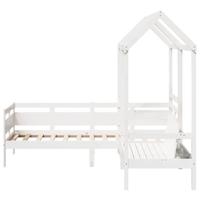 Kinderbed met huisje en bankje massief grenenhout wit 80x200 cm - thumbnail