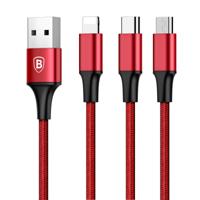 Baseus Multi oplaadkabel, Multi Usb kabel, Multi Oplaadkabel, 3in1 3A Lightning/Micro USB/USB Type C Nylon Gevlochten Multi Kabel voor iPhone/iPad/Macbook/Nexus 6P 5X/Android Samsung Galaxy, HUAWEI - thumbnail