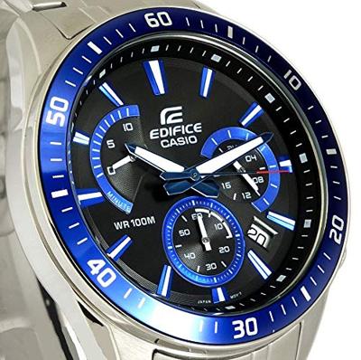 Casio EFR-552D-1A2VUEF Horloge Chronograaf (l x b x h) 53 x 47 x 12.3 mm Zilver-blauw Materiaal (behuizing): RVS Materiaal (armband): RVS