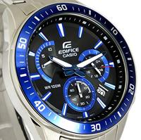 Casio EFR-552D-1A2VUEF Horloge Chronograaf (l x b x h) 53 x 47 x 12.3 mm Zilver-blauw Materiaal (behuizing): RVS Materiaal (armband): RVS - thumbnail