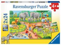 Ravensburger Puzzel Dag in de Dierentuin 2x24 Stukjes - thumbnail