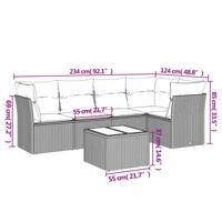 5-delige Loungeset met kussens poly rattan zwart - thumbnail