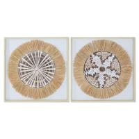 Canvas Home ESPRIT Wit Natuurlijk Boho 60 x 3 x 60 cm (2 Stuks) - thumbnail