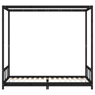 Kinderbedframe 90x200 cm massief grenenhout zwart