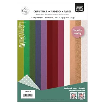 Vaessen Creative • cardstock papier a4 kerst multipack 24x