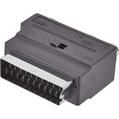 SpeaKa Professional SP-7870340 Cinch / SCART Adapter [3x Cinch-koppeling - 1x SCART-stekker] Zwart Met omschakelaar