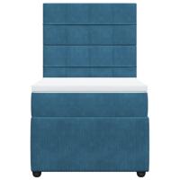 Boxspring met matras fluweel blauw 90x190 cm - thumbnail