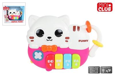 Mini Club dierenpiano poes met licht en geluid, 15cm
