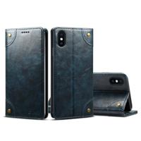 Voor iPhone XS Max barok eenvoudige horizontale Flip lederen draagtas met houder & kaartsleuven & portemonnee (blauw) - thumbnail