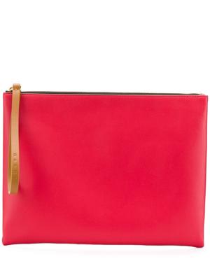 Marni block colour leather pouch - Red